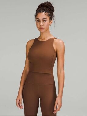 095. Lululemon Align Ribbed High-Neck Tank Top Roasted Brown size 8